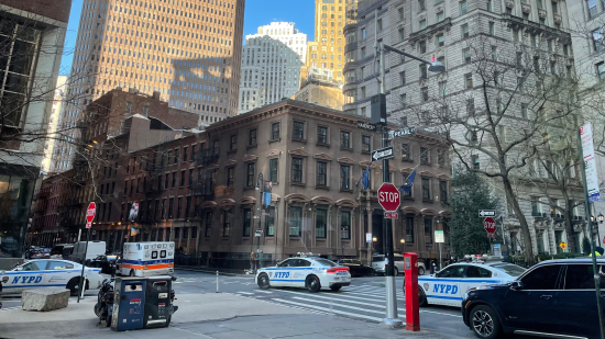 Intersection of Hanover Square and Pearl Street in New York City's Financial District