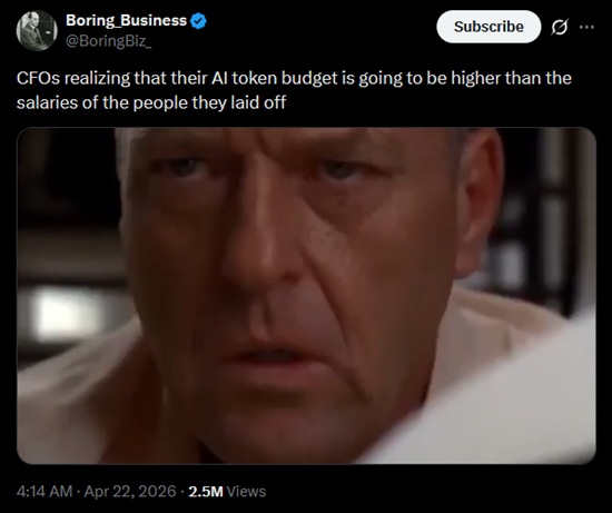 An April 2026 post discussing the changing value propositions of AI and human employees