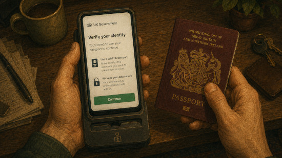 Illustration of a smartphone prompt requesting ID verification